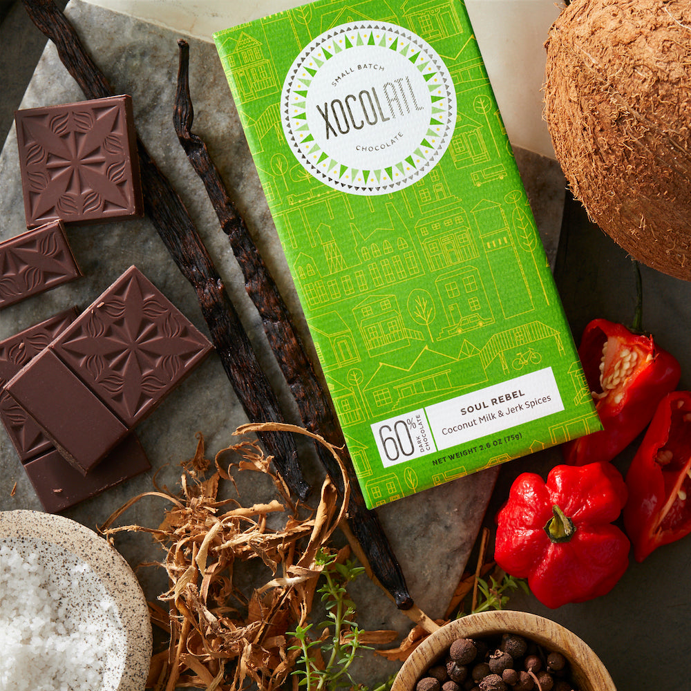 チョコルル Soul Rebel Jerk Spice Chocolate Bar – Xocolatl Small Batch Chocolate