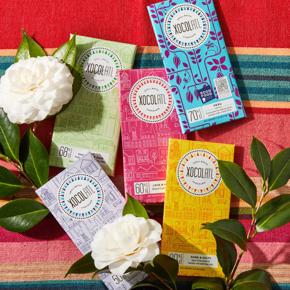 Fresh Flavors 5 Bar Chocolate Sampler – Xocolatl Small Batch Chocolate