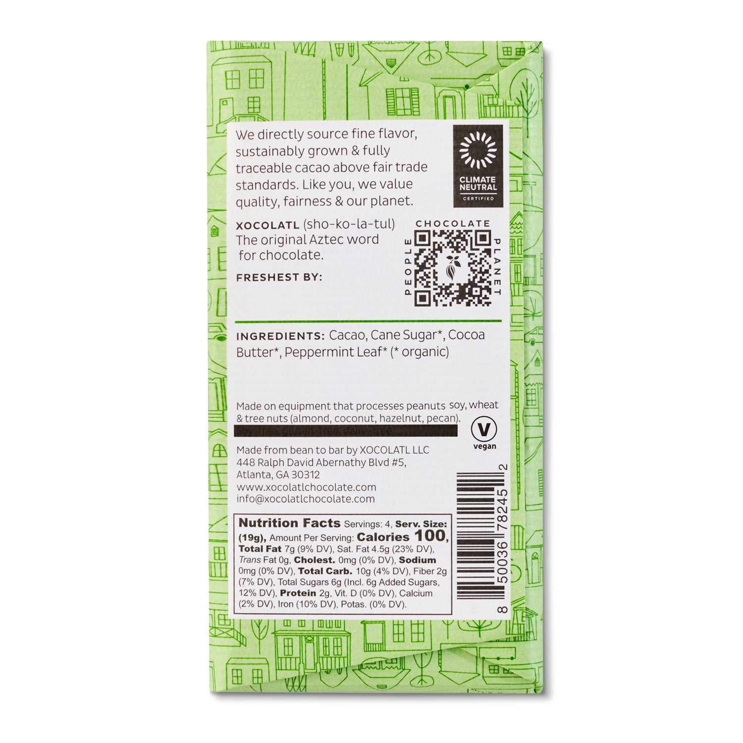 Mint Chocolate Chip Peppermint Dark Chocolate Bar – Xocolatl Small