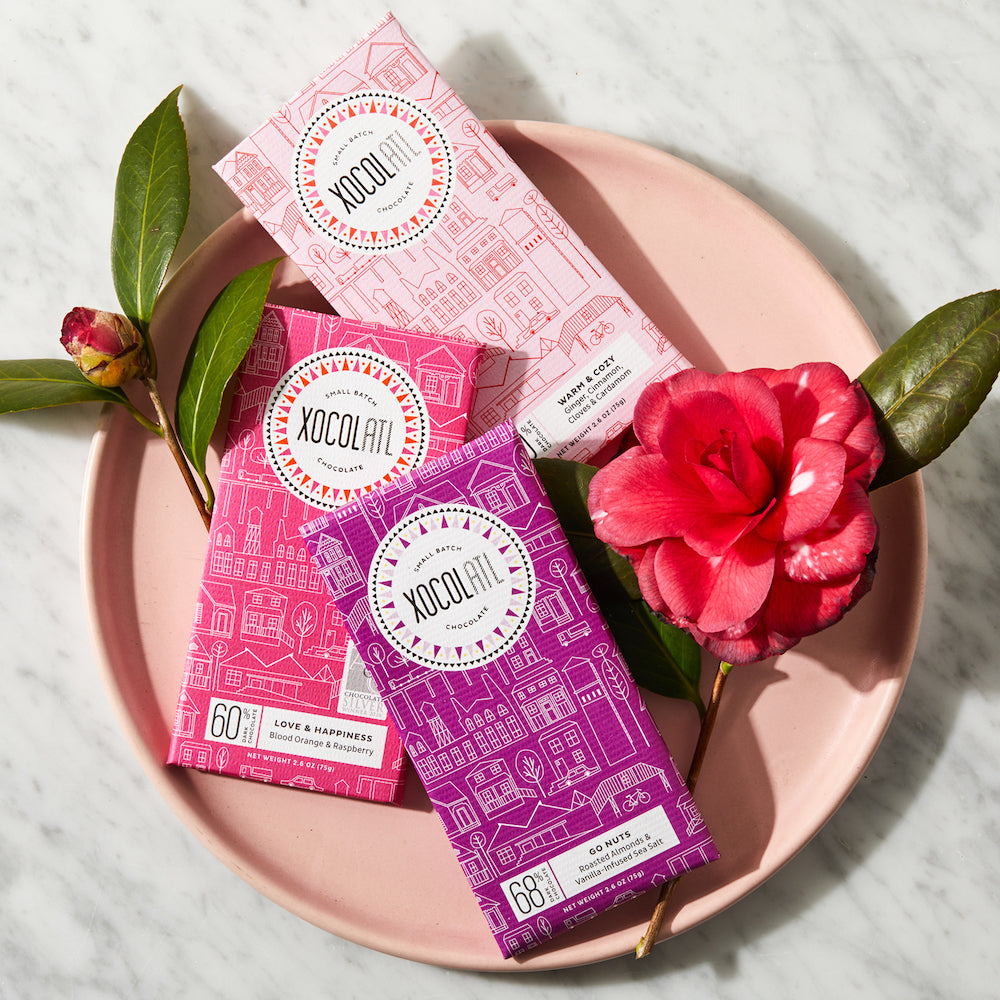 Valentine Flavors Chocolate Bar Trio – Xocolatl Small Batch Chocolate
